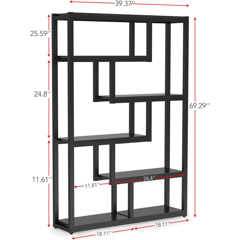 Bibliothèque géométrique H 69,29 "x l 39,37", Noir
