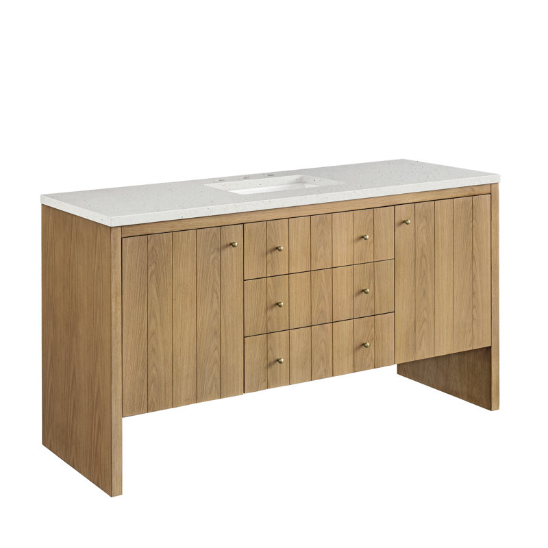 Hudson 60'' Single Bathroom Vanity with Top, Lime Delight, 8" Widespread, Light Natural Oak