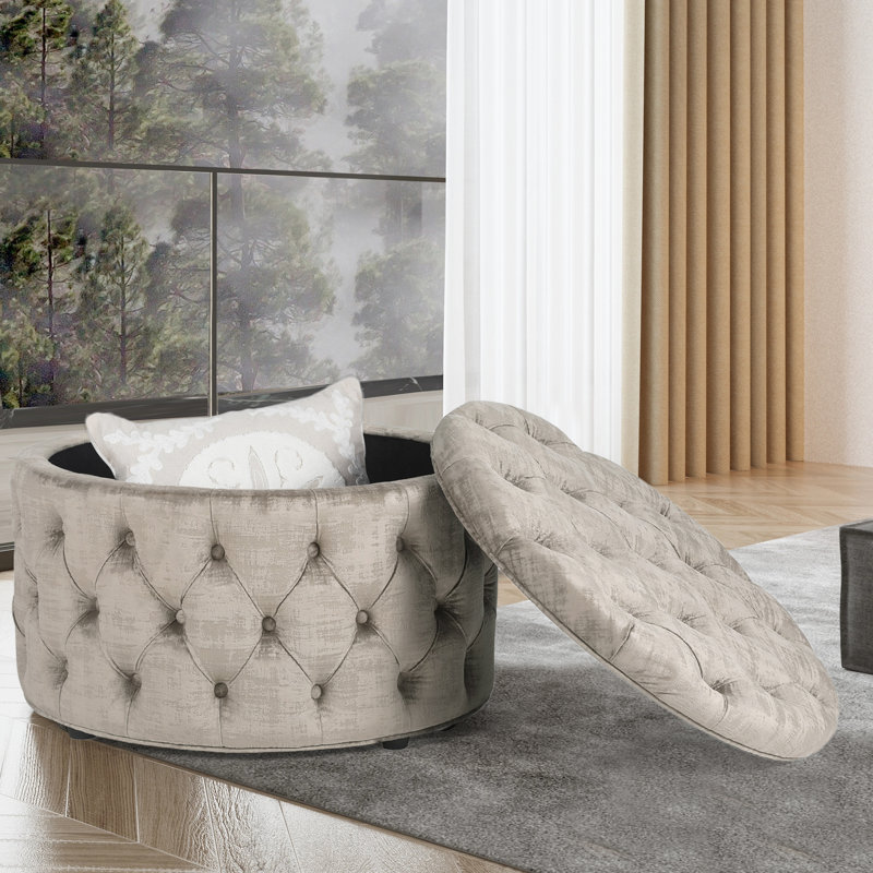 Repose-pieds Amram, Velours gris clair