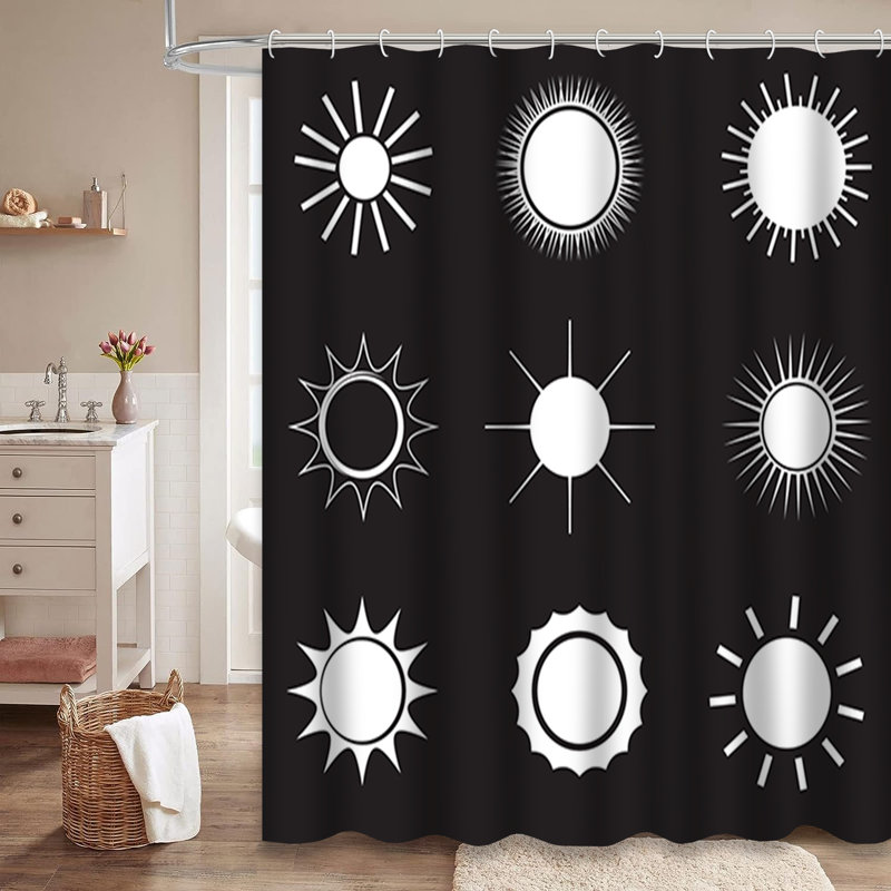 Rideau de douche avec 12 crochets Sun Moon, L 72 po x l 72 po