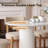 79'' Modern Dining Table for 8-10 People, White Rectangular Kitchen Table with Sintered Stone Tabletop and 3 Wooden Legs, Contemporary Dining Room Table for Home Living Room (Table Only)-434211691