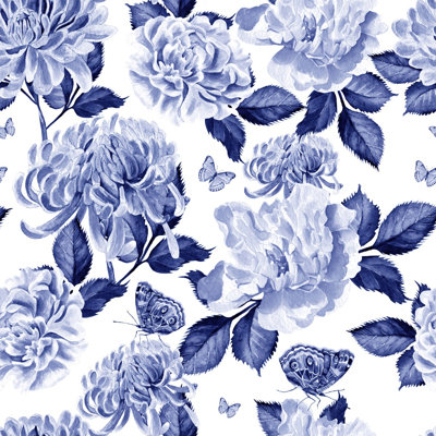 Murale fleurs et papillons