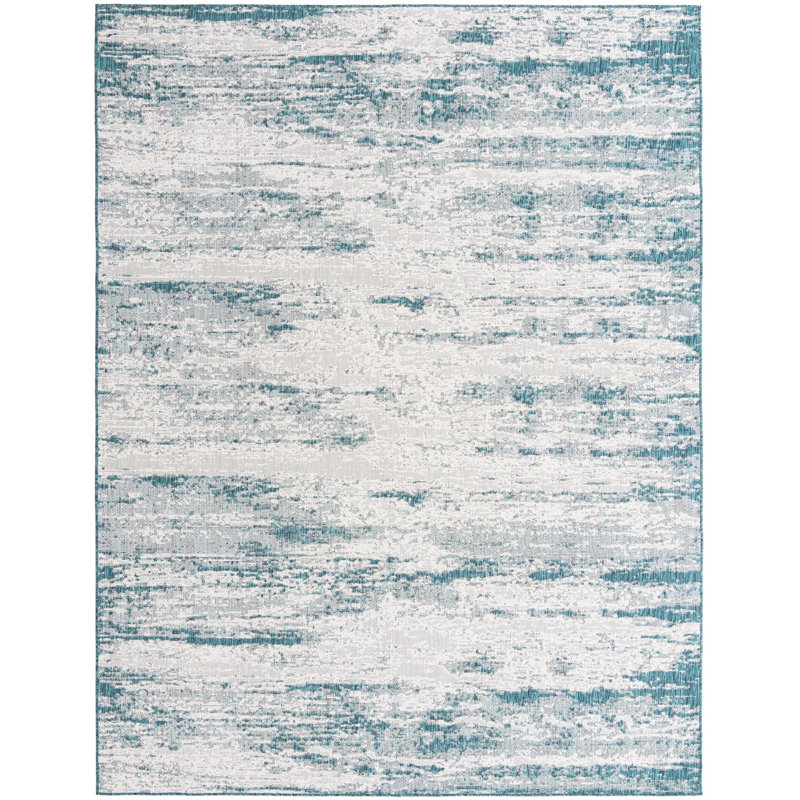 Outdoor Iris Area Rug Blue-Green Color, Rectangle 3' x 5'3"