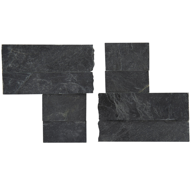 Stonecrest 4.5 in. x 9 in. Split Face Natural Stone Ledger Corner Wall Tile, Kyoto Noir