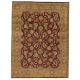 Hand Knotted Wool Area Rug in Red And Gold