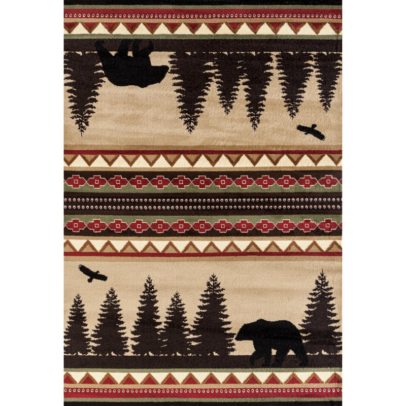 Tapis beige / noir / rouge Pippen, Rectangle 1 pi 10 po x 3 pi