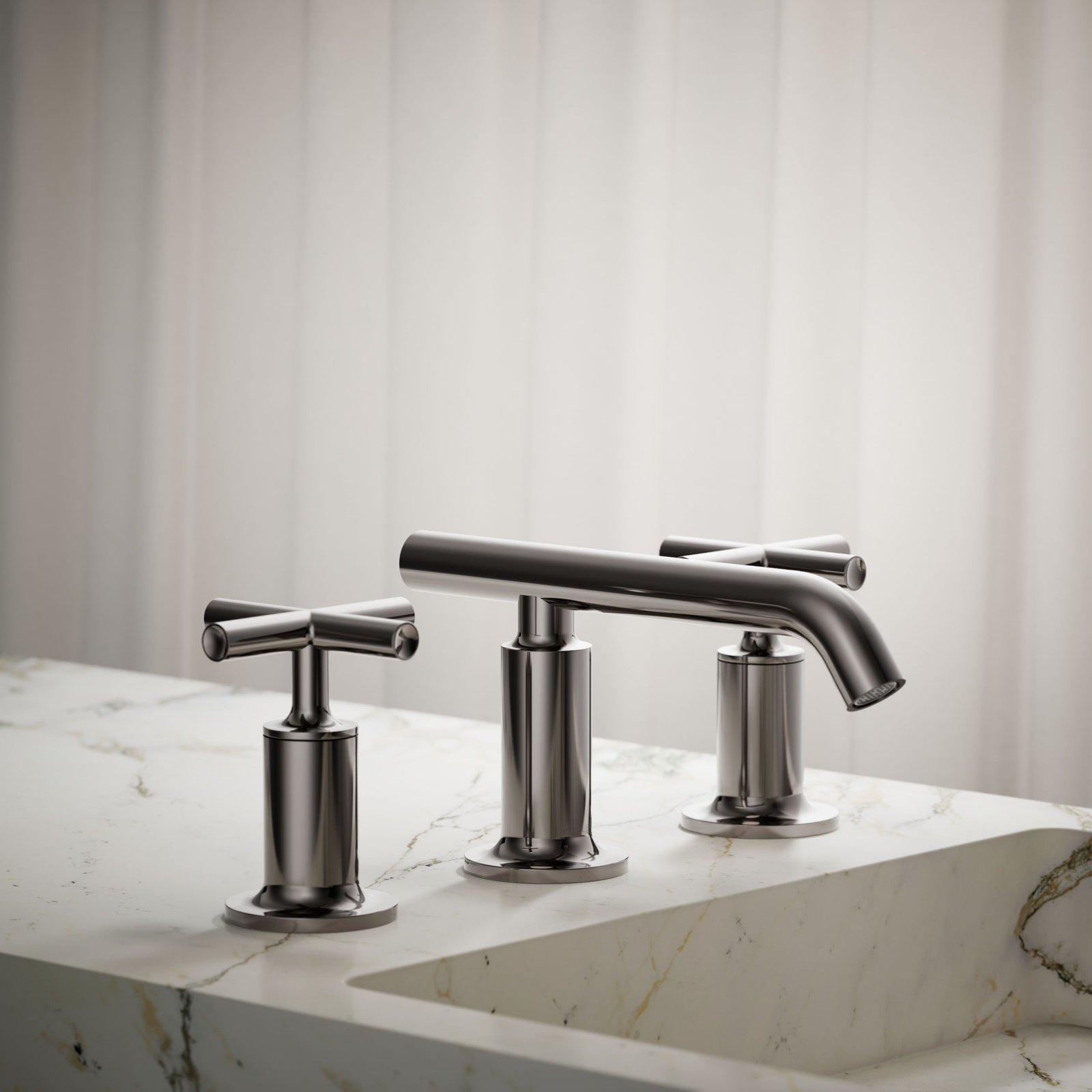 Purist Widespread Faucet with Low Cross Handles, Vibrant Titanium