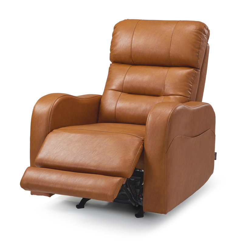 Triple Motor Rocker Power Recliner with Power Headrest & Extended Footrest, Infinite Position, Faux Leather, Orange