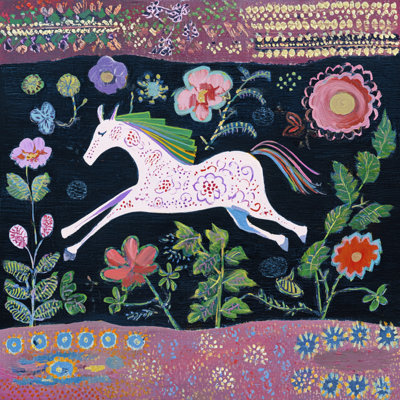 «Midnight Garden Horse», art mural sur toile tendue