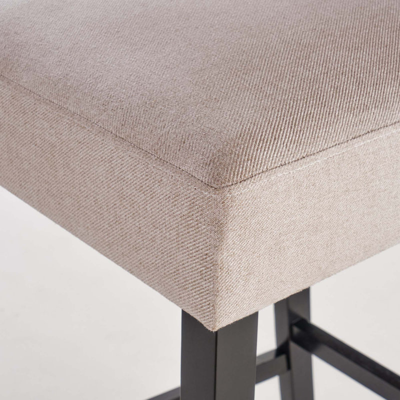 Aizayah Upholstered Counter Stool with Solid Wood Frame, Bar Stool (30.5" Seat Height), Wheat