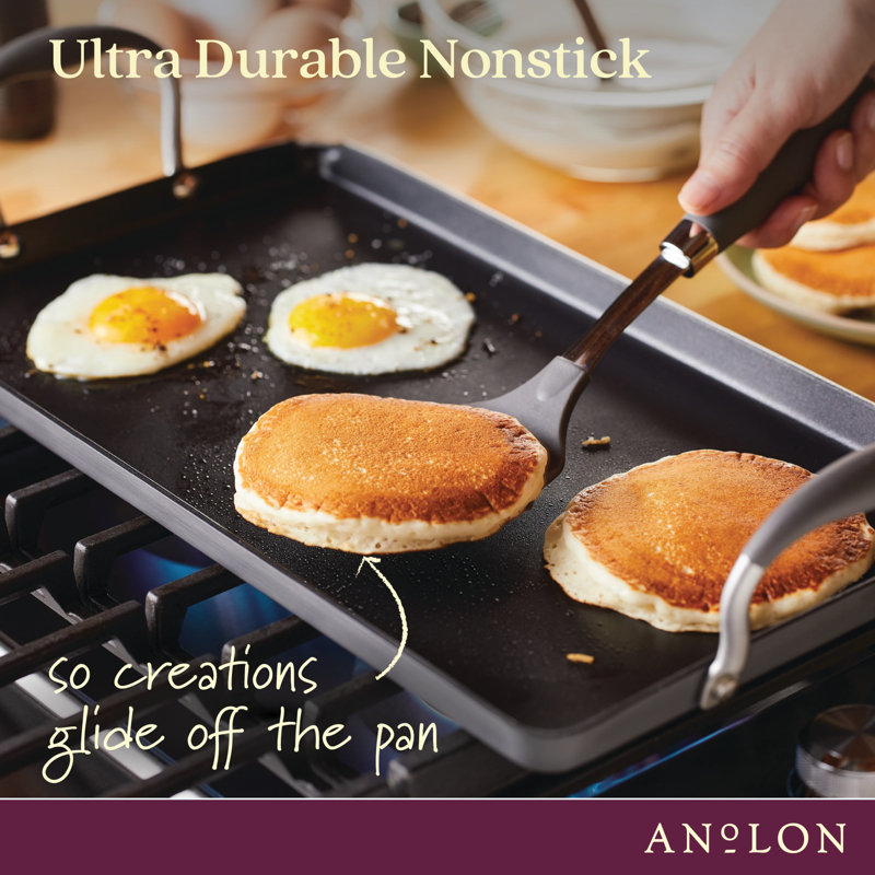 Anolon Advanced Home Hard Anodized Nonstick Double Burner Griddle, 10 Inch X 18 Inch, Gray