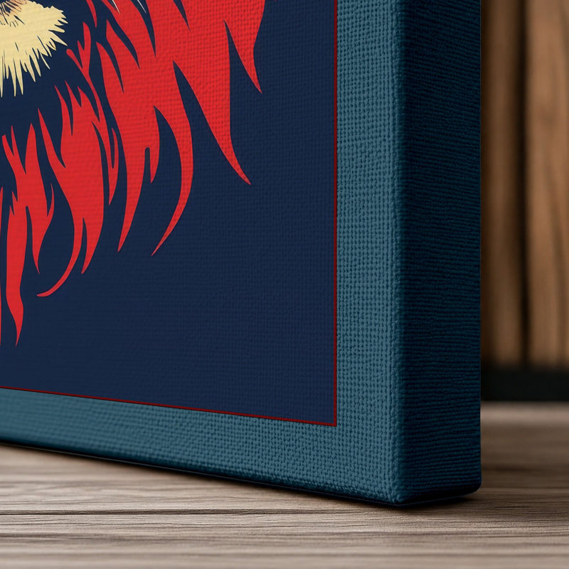 Commanding Lion Modern - Wrapped Canvas, 18x12 - 45.7 x 30.5 cm, Teal Border