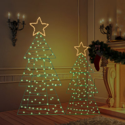 2Pcs Lighted 2D Christmas Tree Holiday Decoration