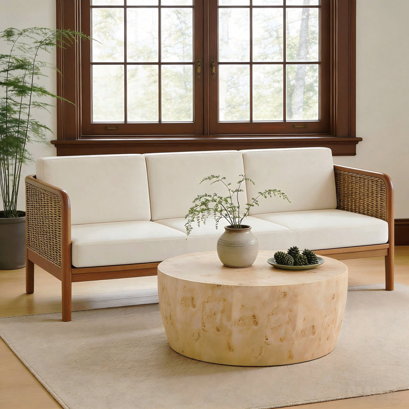 Table basse à tambour brun minimaliste pour salon moderne, Brown