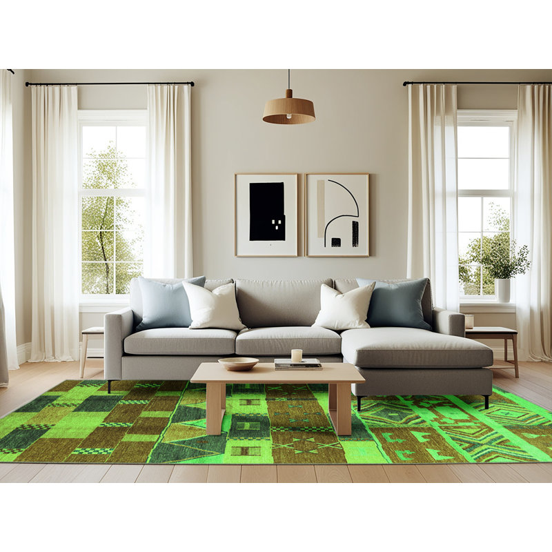 Ileene Washable Southwestern Indoor Rug, Rectangle 6' x 9'