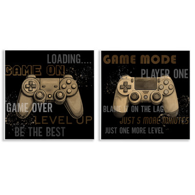 Ensemble de 2 plaques murales Vintage Game Controles & Expressions, design par Kim Allen