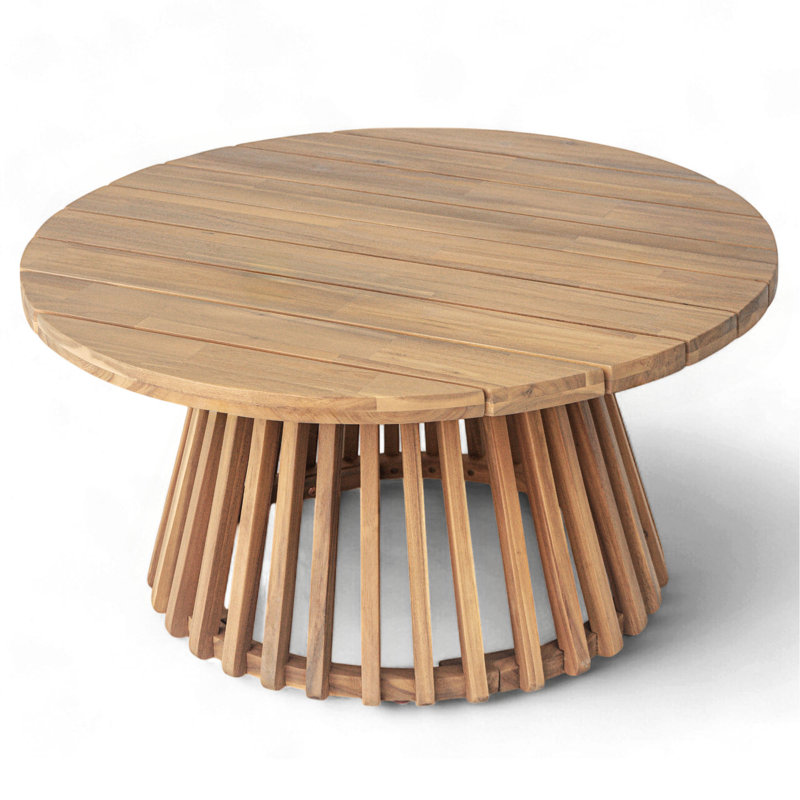 Acacia Wood Patio Coffee Table, Light Teak