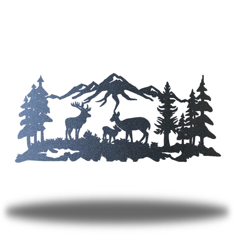 Décoration murale cerf en métal, Noir, H 10,25 po x l 24 po x P 0,06 po