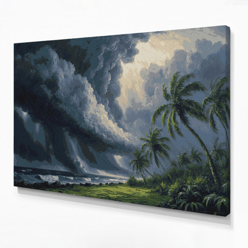 Toile grise hawaïenne avec nuages gris, 11" H x 14" W