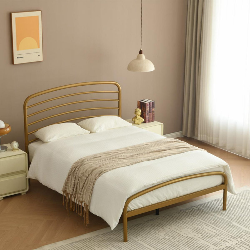 Sierrea Metal Platform Bed, Full / Double, Gold