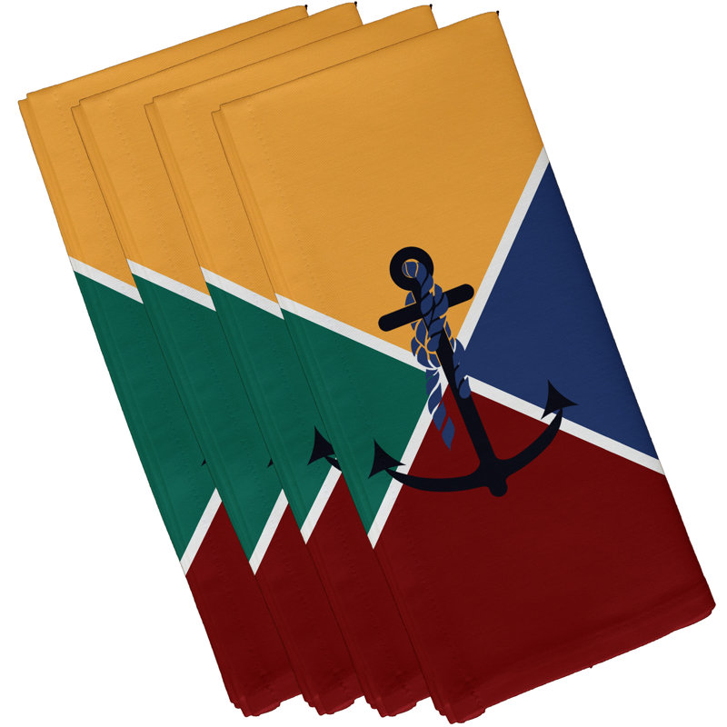 Ensemble de serviette de table à imprimé de 4 pièces Hancock Anchor flag, Jaune