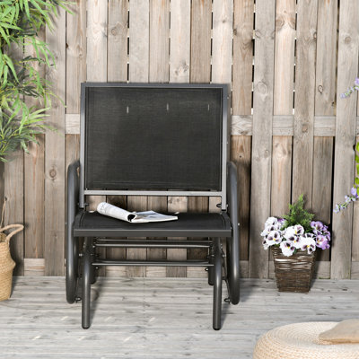 Fauteuil coulissant en métal avec tissu en filet respirant et accoudoirs courbés pour le jardin, la piscine, la cour et le balcon