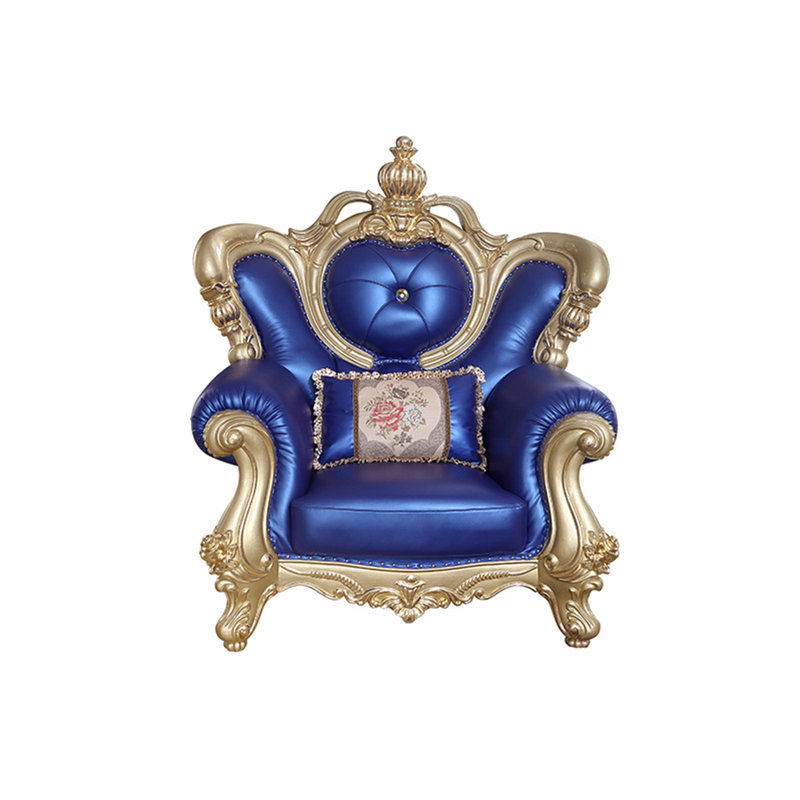 Fauteuil en cuir véritable européen capitonné classique en bois sculpté de 50 po de largeur