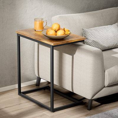 52cm X 32cm End Table Wood C Table With Metal Base For Sofa, Bed Side