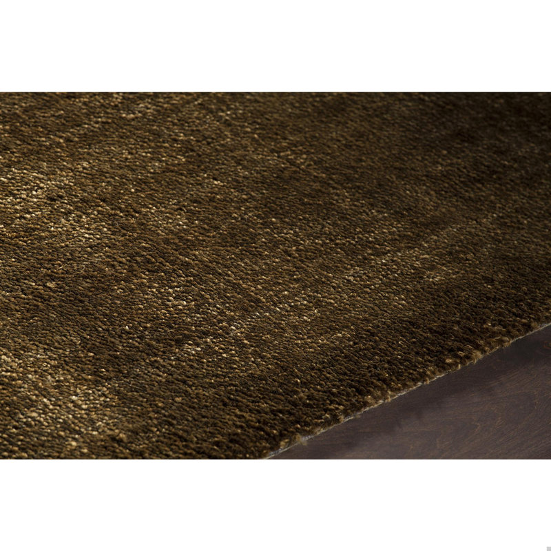 Tapis contemporain en laine et en viscose touffeté à la main doré et vert olive Arae, 5 pi x 7 pi