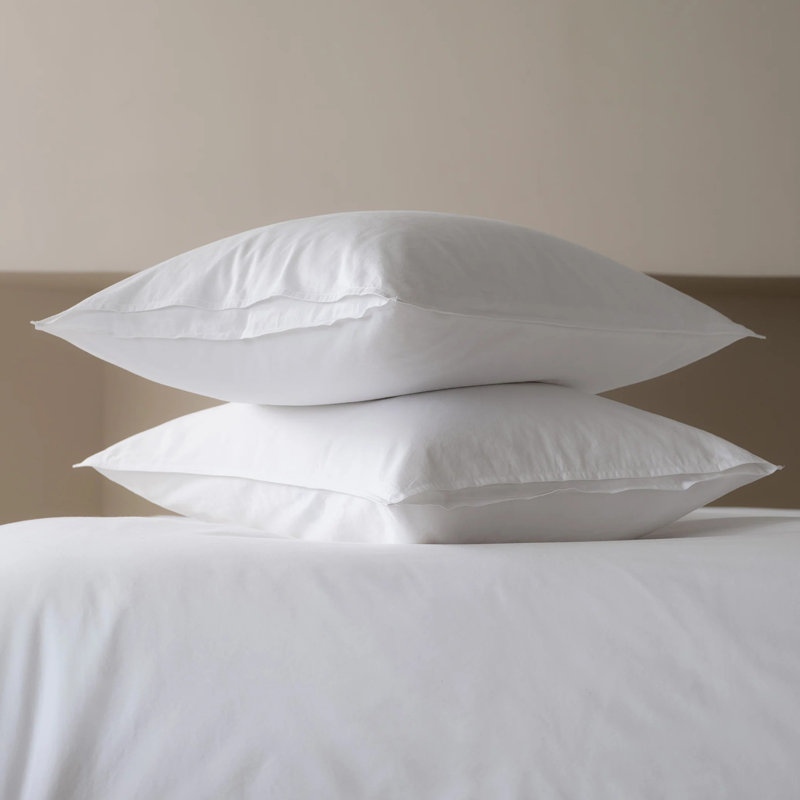 Double Stitch 100% Cotton Sheet Set, Queen Sheet Set with 2 Pillowcases, Pure White