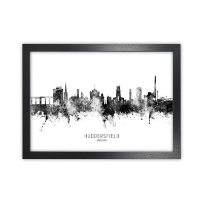 Huddersfield England Skyline Black White City Name by Michael Tompsett - Print