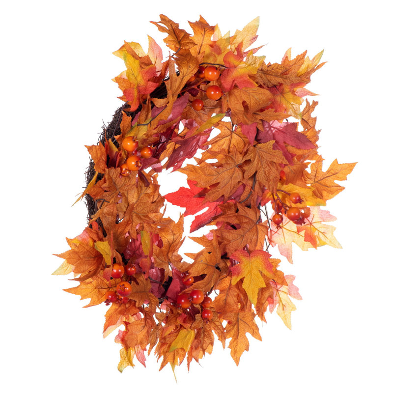  28" Fall Red Maple Leaf Wreath