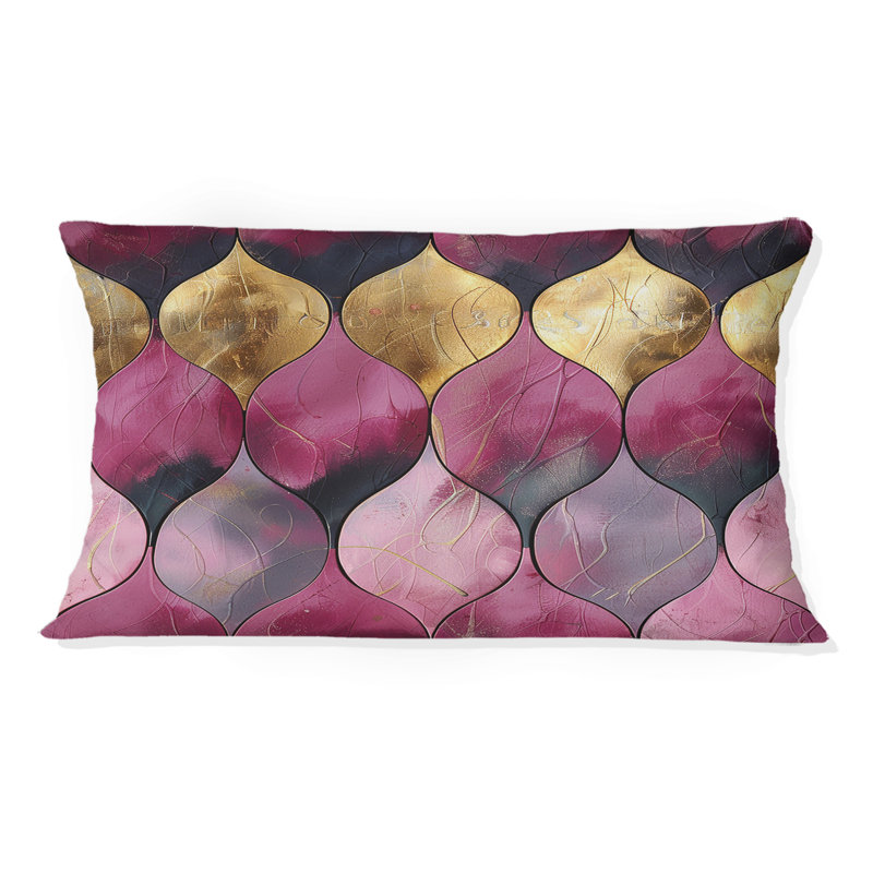Coussin lombaire moderne rose et or scintillant III