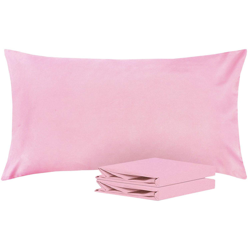 Bed Pillowcases, 1800 Brushed Microfiber Pillow Cases with Envelope Closure - NTBAY, Pink, King