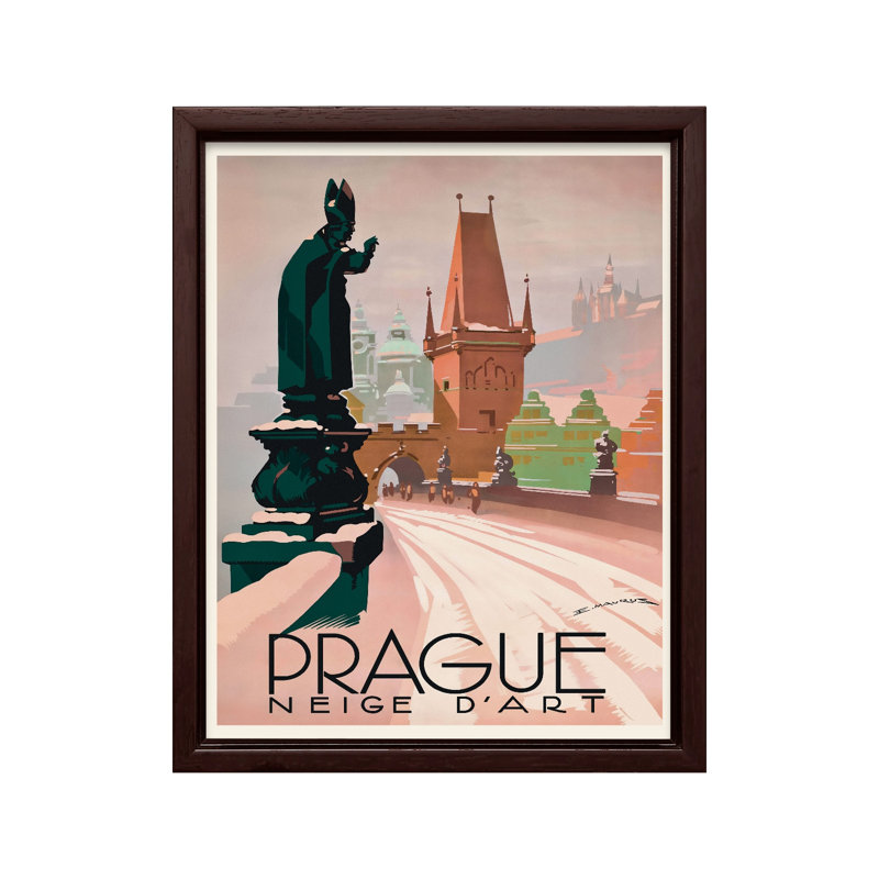 Prague, Canevas, H 24 po x l 32 po, Encadrement brun