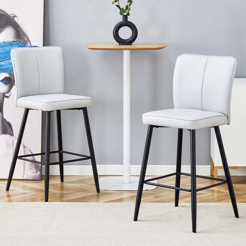 Ensemble de chaises de bar modernes en polyuréthane - deux pièces, dossier à lignes épurées, Brun, Noir