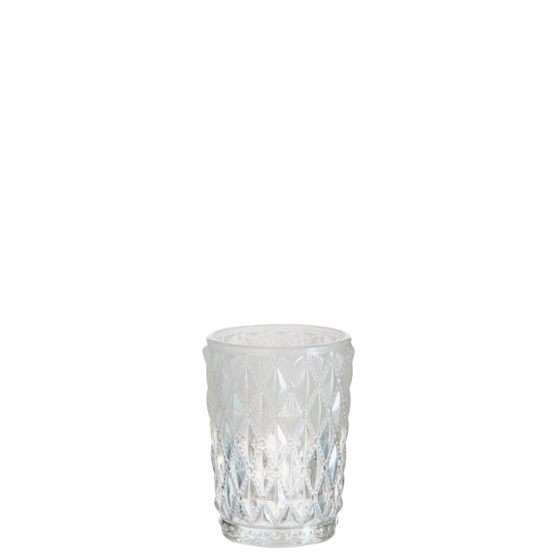 Glass Tabletop Tealight Holder, 9cm H x 6cm W x 6cm D