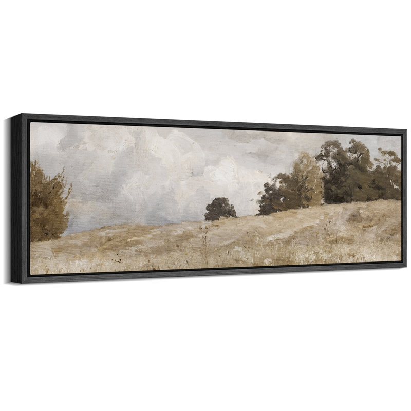 Rustic Countryside Clouds Natural Landscape, reproduction d'art sur toile, H 20 po x l 60 po, Noir, noir, noir, noir