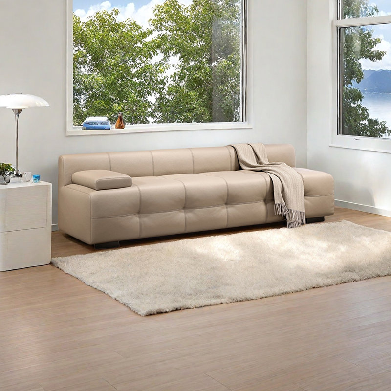 Élégante chaise longue élégante en similicuir, Orienté à gauche (vu de face), Kaki
