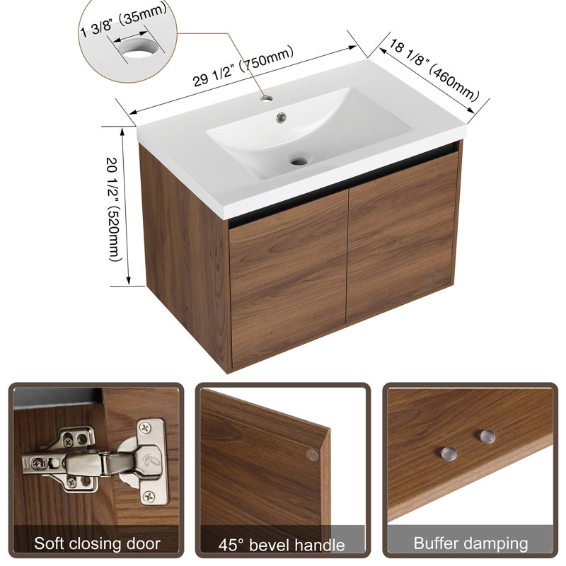 Meuble-lavabo simple avec plateau 29,5 Tifiny