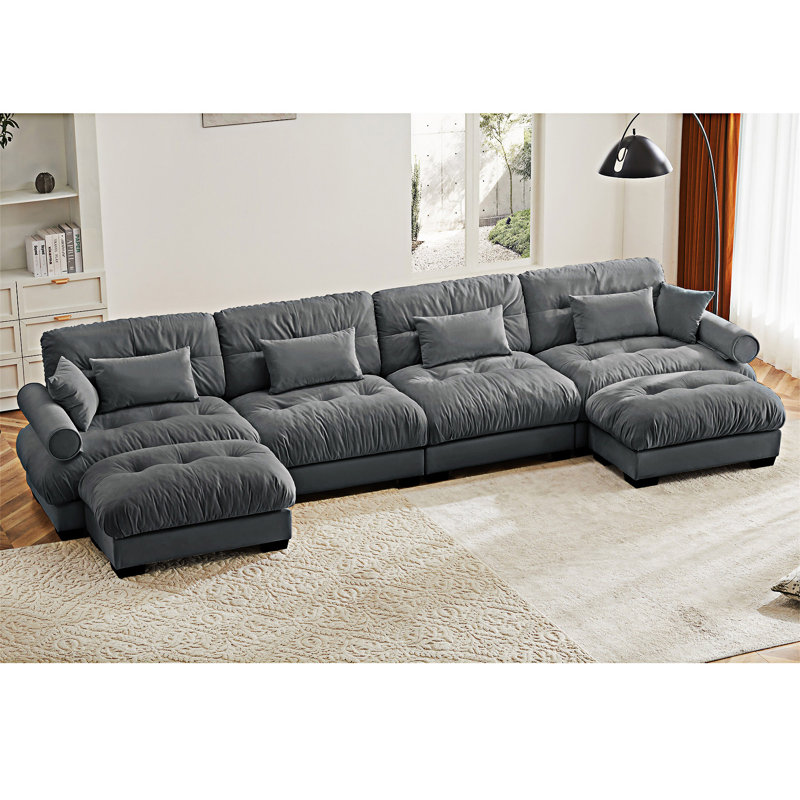 Modular Sectional Sofa Couch With Convertible Ottomans