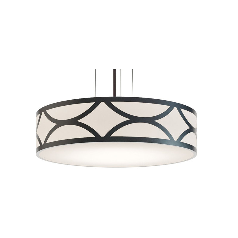Luminaire suspendu tambour 1 lumière Bernville, H 6 po x l 24 po x P 24 po, Noir