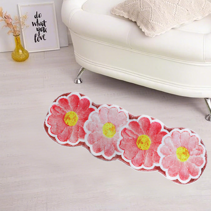 Tapis pour salle de bain Flower, Tapis de couloir 1 pi 4 po x 3 pi 11 po
