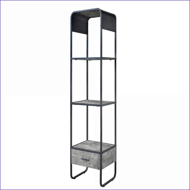 Side Pier, gris anthracite contemporain & amp; Noir à 2 tablettes et 1 tiroir | Bois et métal | Espace de vie principal