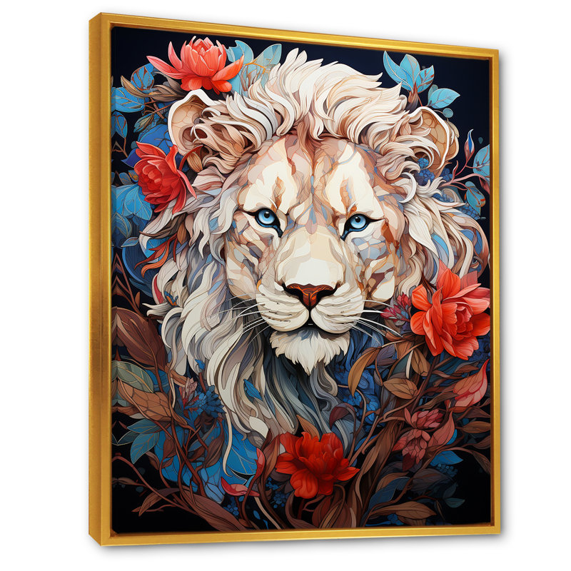 «Enigmatic Lion Monarch», impression sur toile, H 20 po x l 12 po x P 1 po, Cadre flottant doré