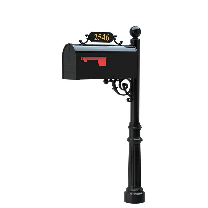 Boîte aux lettres en aluminium avec plaque d'adresse personnalisée Avenues, Doré réfléchissant, H 11 po x l 8,25 po x P 21 po