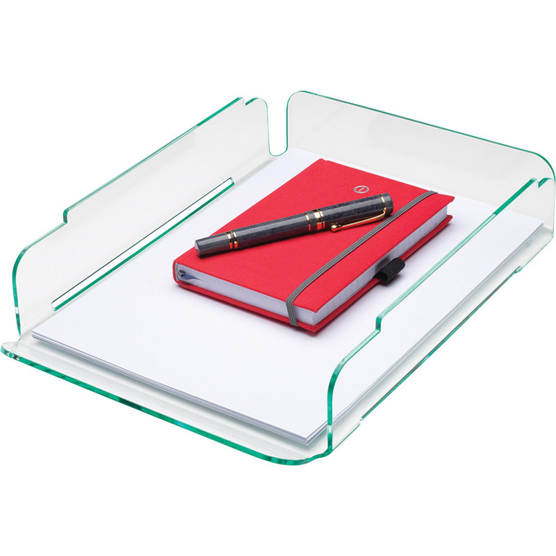Clear and Green Acrylic Single Stack Letter Tray