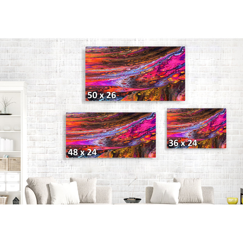Peintures, abstrait, rouge, mauve, orange, rose, H 24 po x l 16 po x P 1,5 po