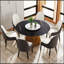 Table de salle à manger 53 po ronde en marbre avec base en métal, marbre artificiel pour 6 personnes-665279925-665279927-665279929