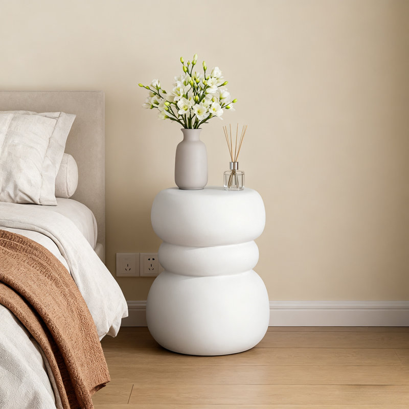 33x47cm Side Table Organic Magnesium Sofa Table, White